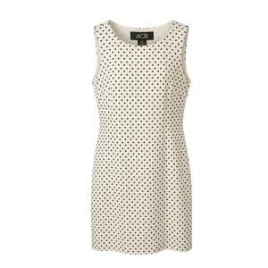 AGB Black White Polka Dot Sleeveless Sheath Career Shift Dress Size 10